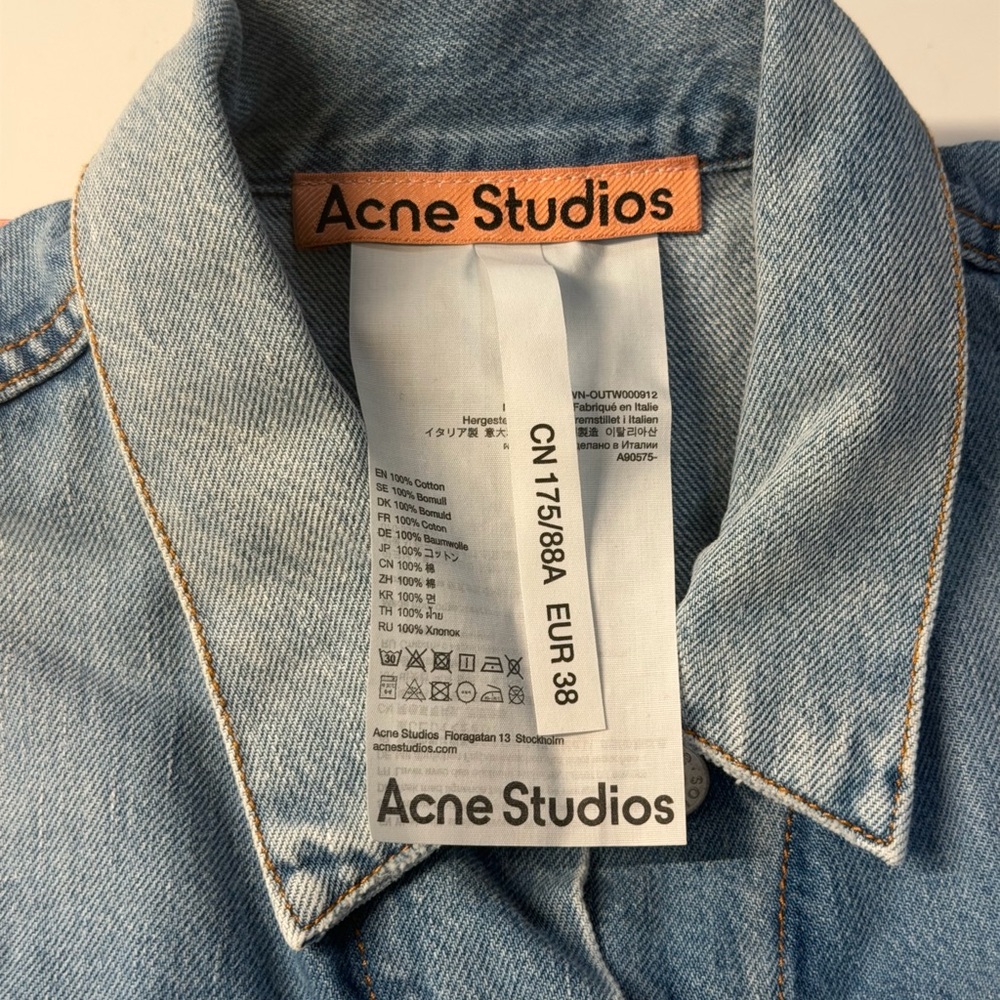 Acne Light Wash Denim Jacket in Light Blue - Picture 2 of 6
